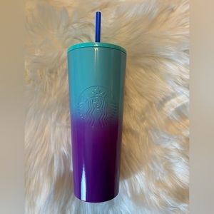 Starbucks teal to purple ombré stainless steel tumbler